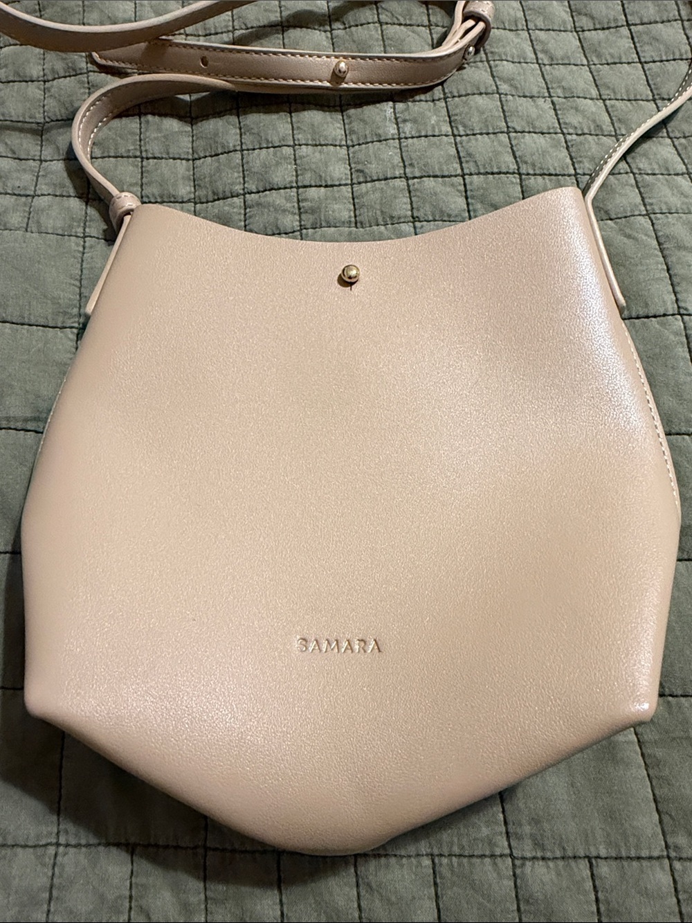 SAMARA Blush Pink Pebble Leather Crossbody Bag - Picture 5 of 10